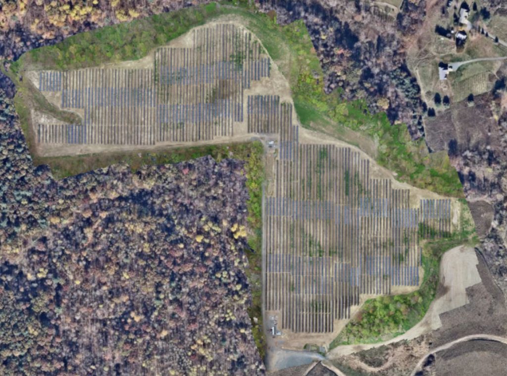 Drone photo of solar site after construction